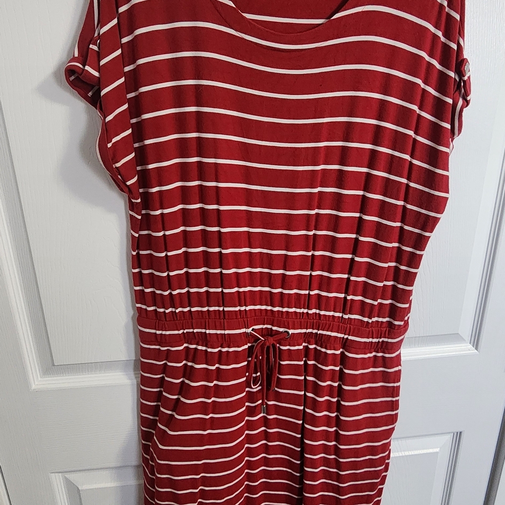 Laura Red and White Striped Top